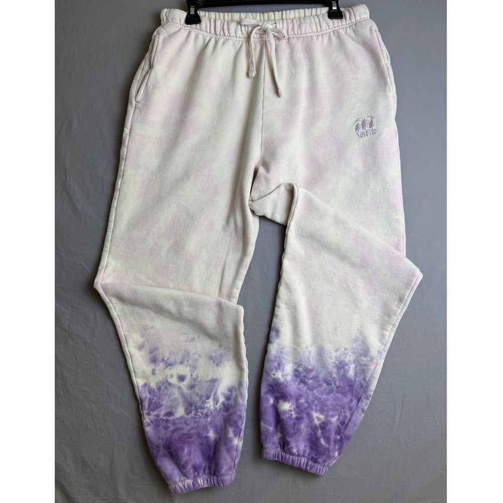 Vans Purple Tie Dye Fleece Jogger Sweatpants Women Large Embroidered